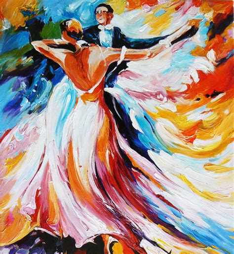 Dancers Abstract Oil Painting On Canvas Colourful Impasto Wall Decor