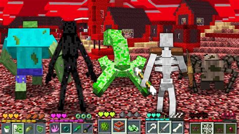 Minecraft Enderman Zombie Spider Creeper Skeleton Attacked Nether Village How To Play Animation