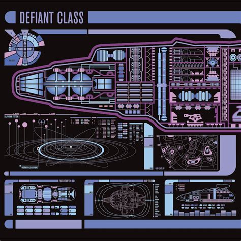 Uss Defiant Defiant Class Starship Lcars Print Etsy