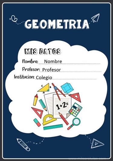 Caratula Y Portada De Geometria En Word Caratulas Para Cuadernos Images