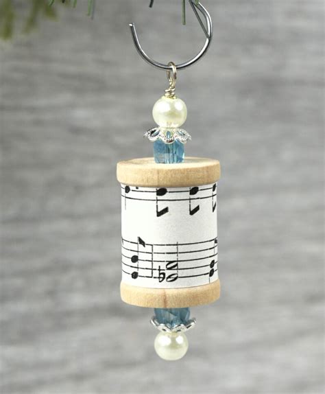 Sheet Music Thread Spool Beaded Ornaments Set Of 3 T For A Etsy