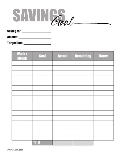 Free Printable Savings Goal Chart Printable Templates