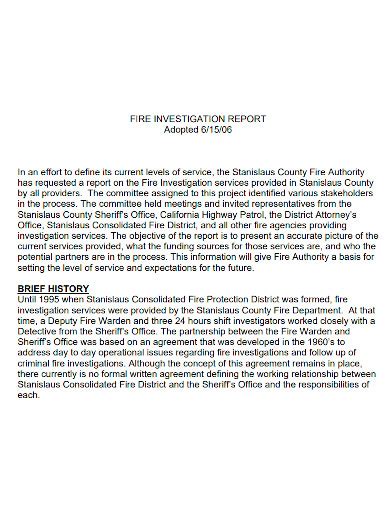 Free 10 Fire Investigation Report Samples In Pdf