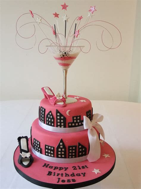 Pink Black Shoe Cocktail Satc 21st Birthday Cake Funny 50th Birthday Cakes Themed Birthday