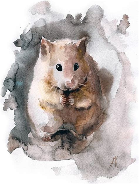 Syrian Hamsterwatercolorpaperartbrowndrawings Syrian Hamster