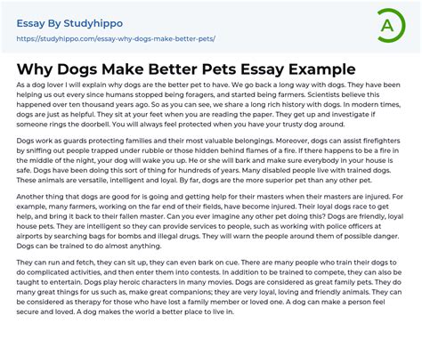 Why Dogs Make Better Pets Essay Example