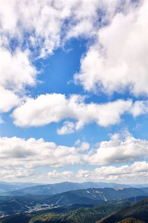 Blue Sky And Mountain Background With White Cloud White Fluffy Clouds