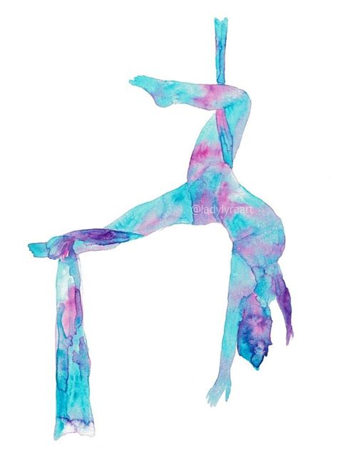 Set Of 3 Aerial Lady Silky Art Silks Yoga Print Watercolor Etsy