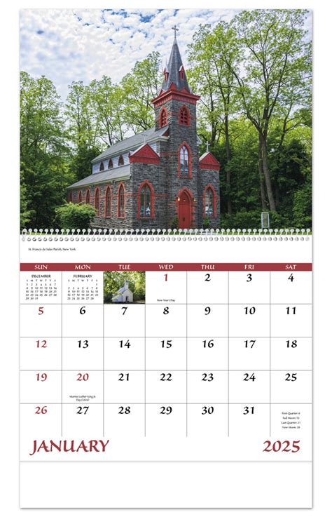 2024 Scenic Churches Calendar 11 X 19 Imprinted Spiral Bound Drop