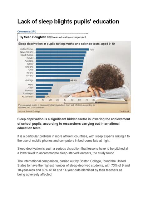Lack Of Sleep Blights Pupils Education By Sean Coughlan Pdf Sleep