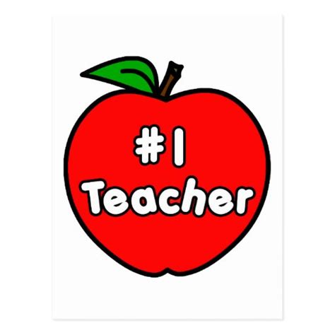 Number One Teacher Apple Postcard Zazzle