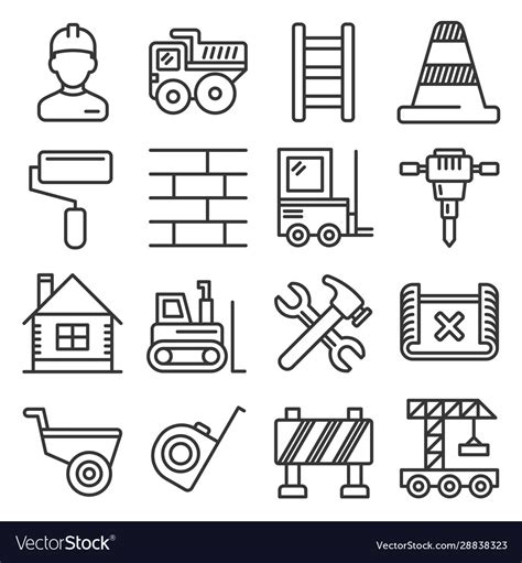 Engineering Building Construction Icons Set Vector Image