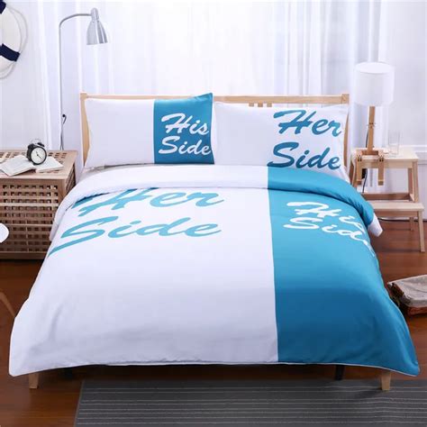 Home Texiles Couples Bedding Set His Side And Her Side Couple Soft Comfortable Duvet Cover With