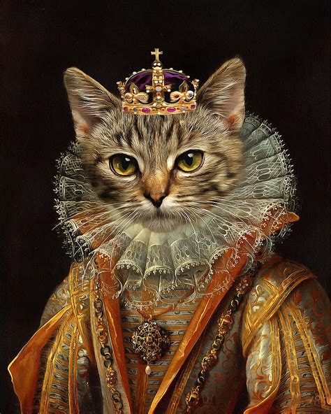 Regal Renaissance Cat Portrait Painting Digital Art By Milly May Pixels