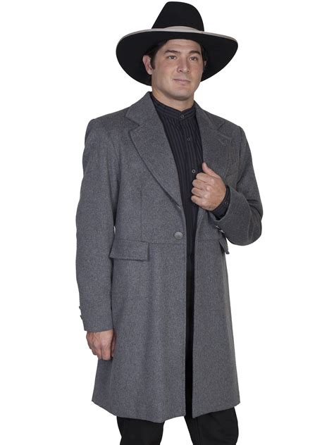 Mens Old West Collection Coat Wahmaker Frock Wool Blend Charcoal
