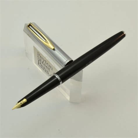 Waterman Cf Fountain Pen 1950s Black W Steel Cap 14k Fine Flex Nib