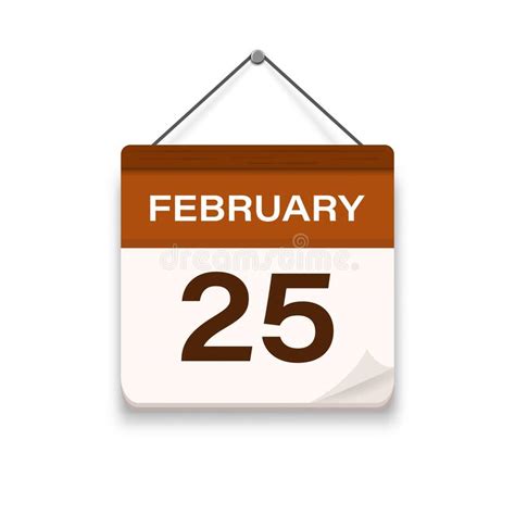 February 25 Calendar Icon Day Month Meeting Appointment Time Event