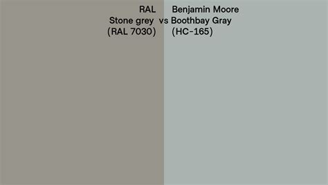 RAL Stone Grey RAL 7030 Vs Benjamin Moore Boothbay Gray HC 165 Side