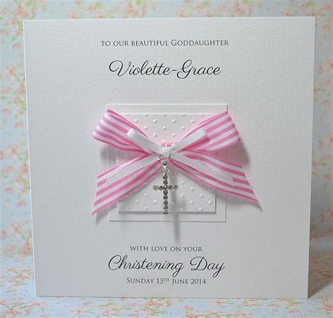 Details About Personalised Christening Card Diamante Cross Baptism