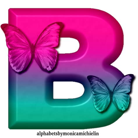 Monica Michielin Alphabets Pink Green Degrade Arial Font Butterfly
