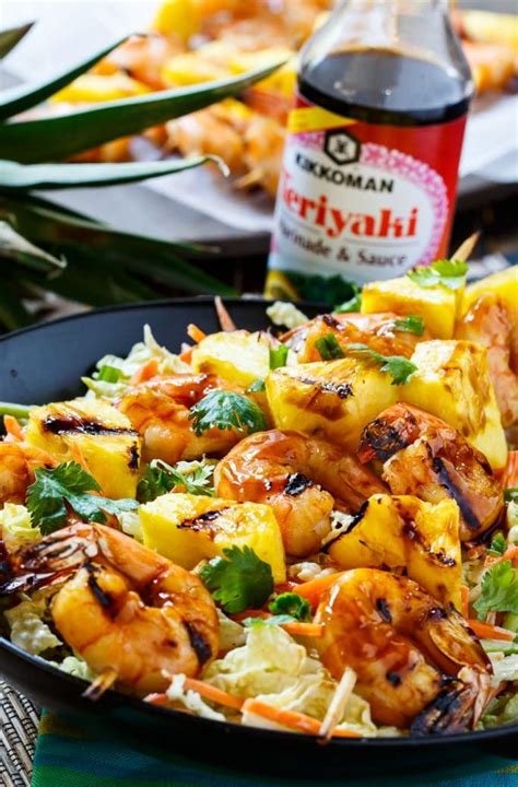 Peel shrimp by cutting a slit through each shell with scissors and peel. Grilled Teriyaki Shrimp Skewers with Asian Slaw (With ...