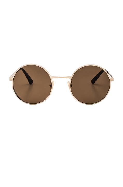 Saint Laurent Sl 136 Zero Sunglasses In Antique Gold And Brown Fwrd