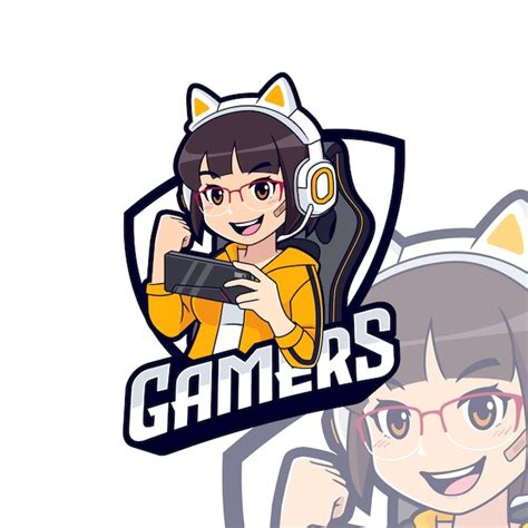 Premium Vector Cute Gamer Character Mascot Logo Streamer Girl Esport