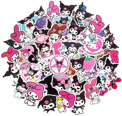 Kuromi And My Melody Stickers Pack 50pcs Cute My Melody Kuromi Sanrio