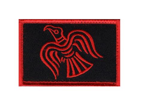 Odins Raven Patch Embroidered Hook Red Miltacusa