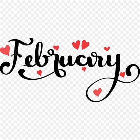 February Month Clipart Png Images February Month Text Lettering With