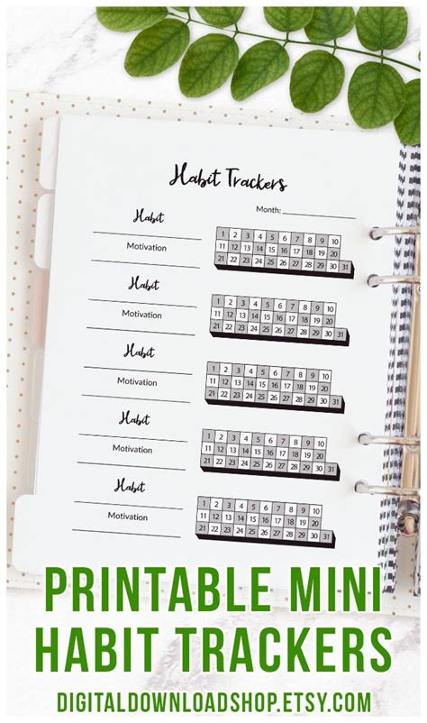 Mini Habit Trackers Printable Bullet Journal Habit Trackers Etsy In