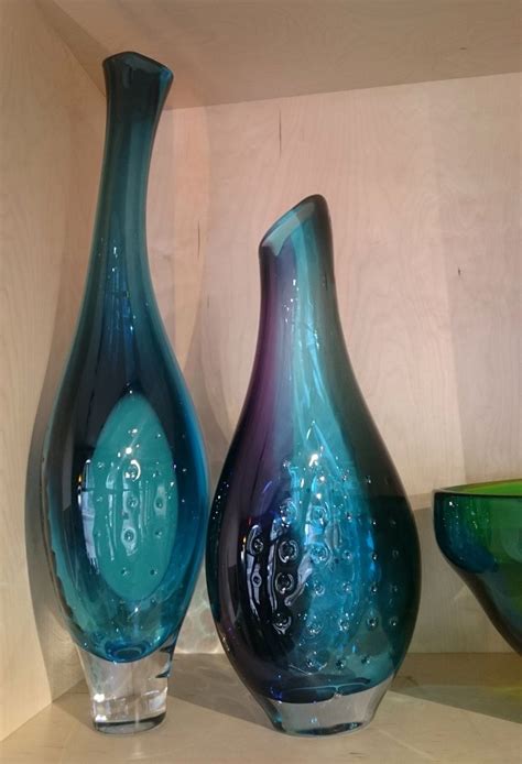 Blown Glass Freedom Vases And Bowl By Stewart Hearn Glass Blowing