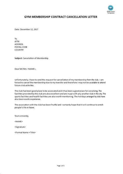 Letter Template To Cancel Gym Membership Reasons Why Letter Template To