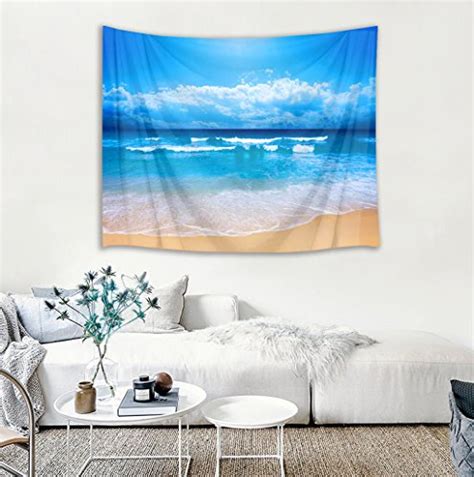 Hvest Ocean Tapestry Wall Hanging Seaside Tropical Beach Wall Tapestry Sea And Blue Sky Tapestry