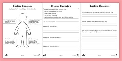 Acting Character Development Worksheets Twinkl