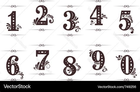 Vintage Numbers Set Royalty Free Vector Image Vectorstock