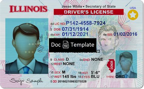 Illinois Driver License Template Psd Psd Templates