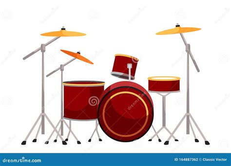 Drum Kit Flat Vector Illustration Stock Vector Illustration Of