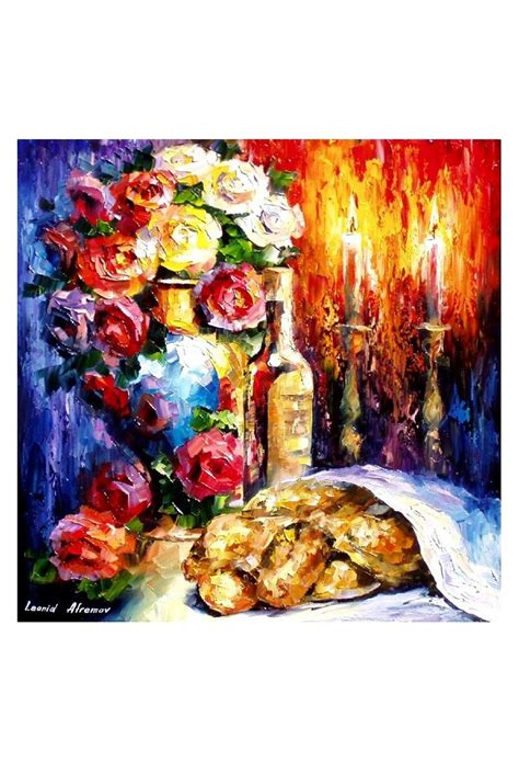 Shabbat Table Abstract Jewish Art Oil Painting Wall Decor