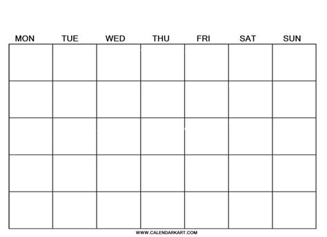 Free Printable Blank Calendar Templates 11 Pages Blank Weekly