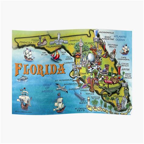 Flamingo Over State Florida Map Illustration Illustration De Stock