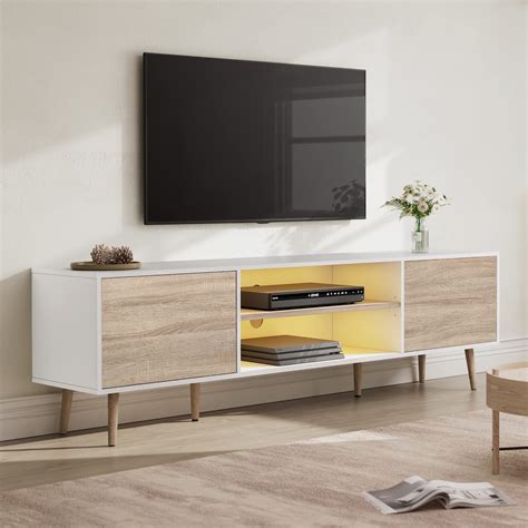 Buy Wampat Led Mid Century Modern Tv Stand For Tvs Up To 75 Inch Flat