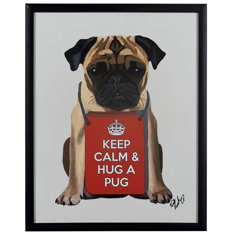 Keep Calm And Hug A Pug Wall Art Framed Dog Picture Sign Large