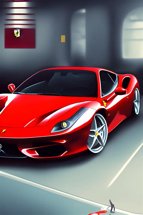 ferrari in car park with luffy wallpapers ai