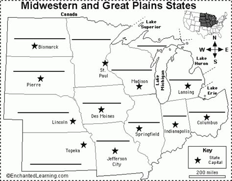 Midwest States Map Game Printable Map