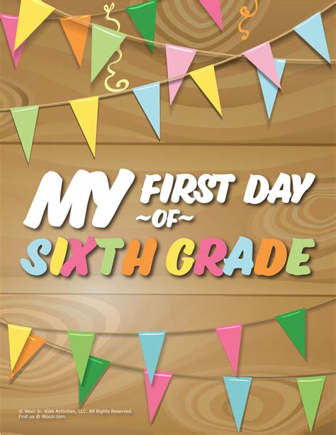 First Day Of 6th Grade Sign Wood Woo Jr Kids Activities
