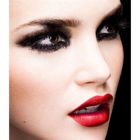 Black Eyes And Red Lips Liked On Polyvore Featuring Makeup Beauty