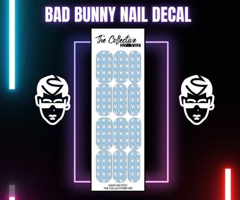 Bad Bunny Nail Decal Nail Art Water Transfer Decal Etsy