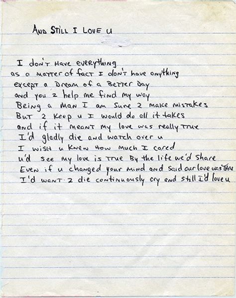 And Still I Love U Tupacs Handwritten Poem Tupac