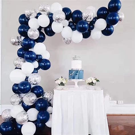 Blue White Balloons Arch Garland Kit Arch Set Chrome Globos De Latex